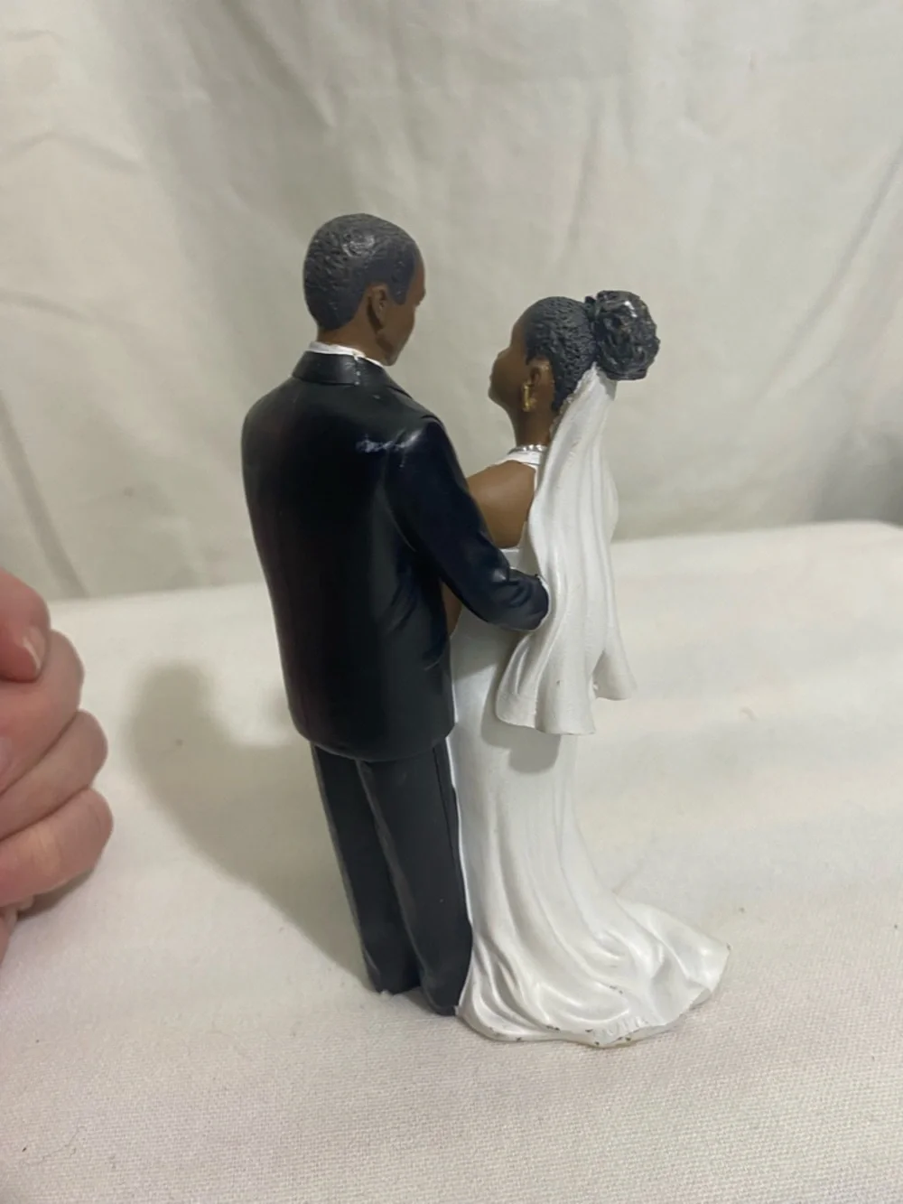 African American Wedding Cake Topper Bride Groom Figurine Black Couple 6”